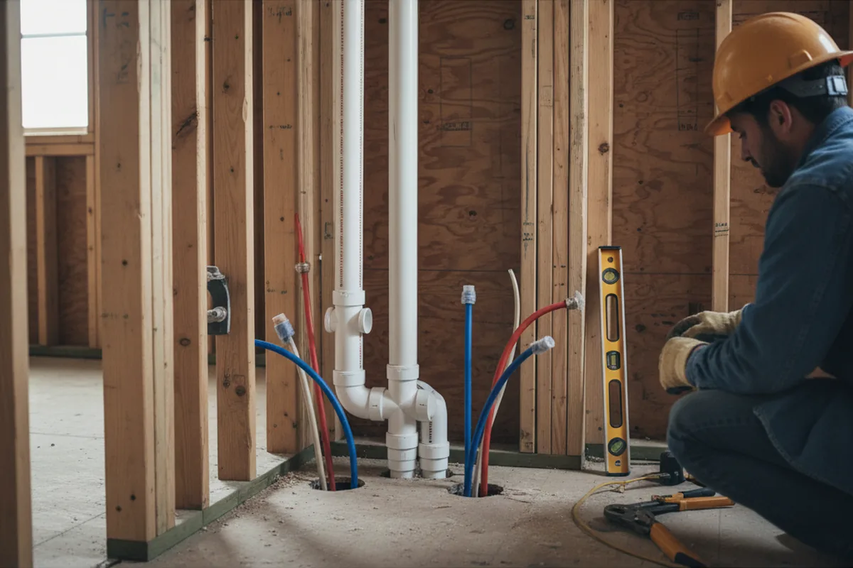 Drain and supply rough-in during Toilet Repair and Installation in Vermontville
